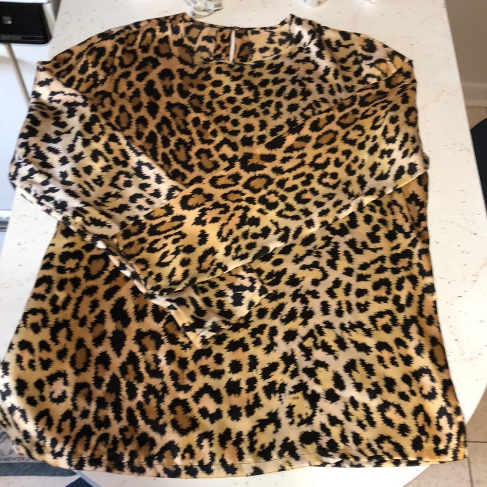 vintage satin blouse in leopard